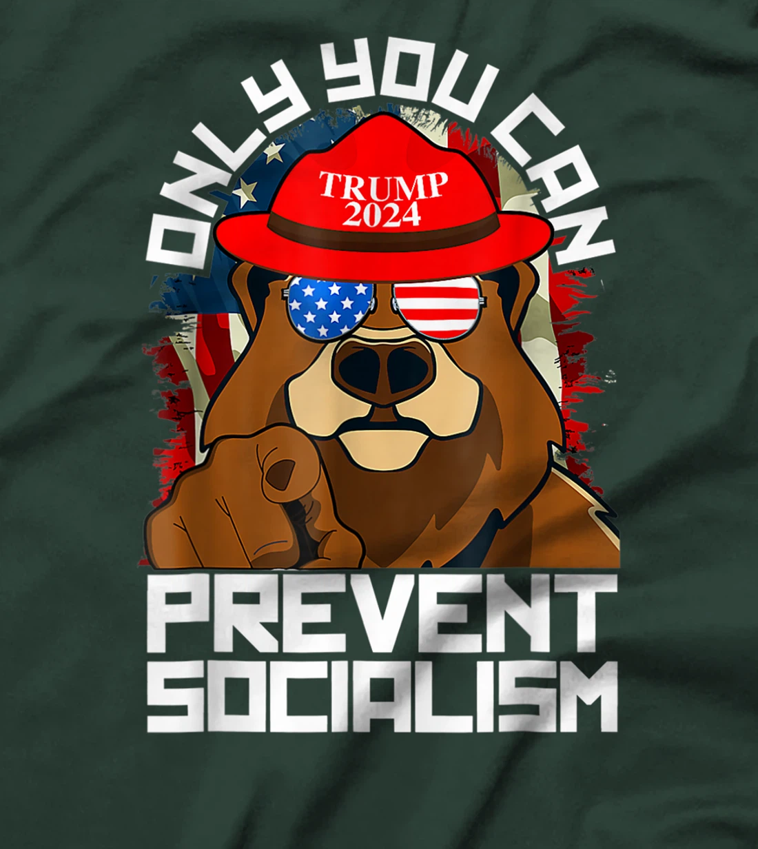 Trump Bear 45 47 MAGA 2024 Only You Can Prevent Socialism T-Shirt