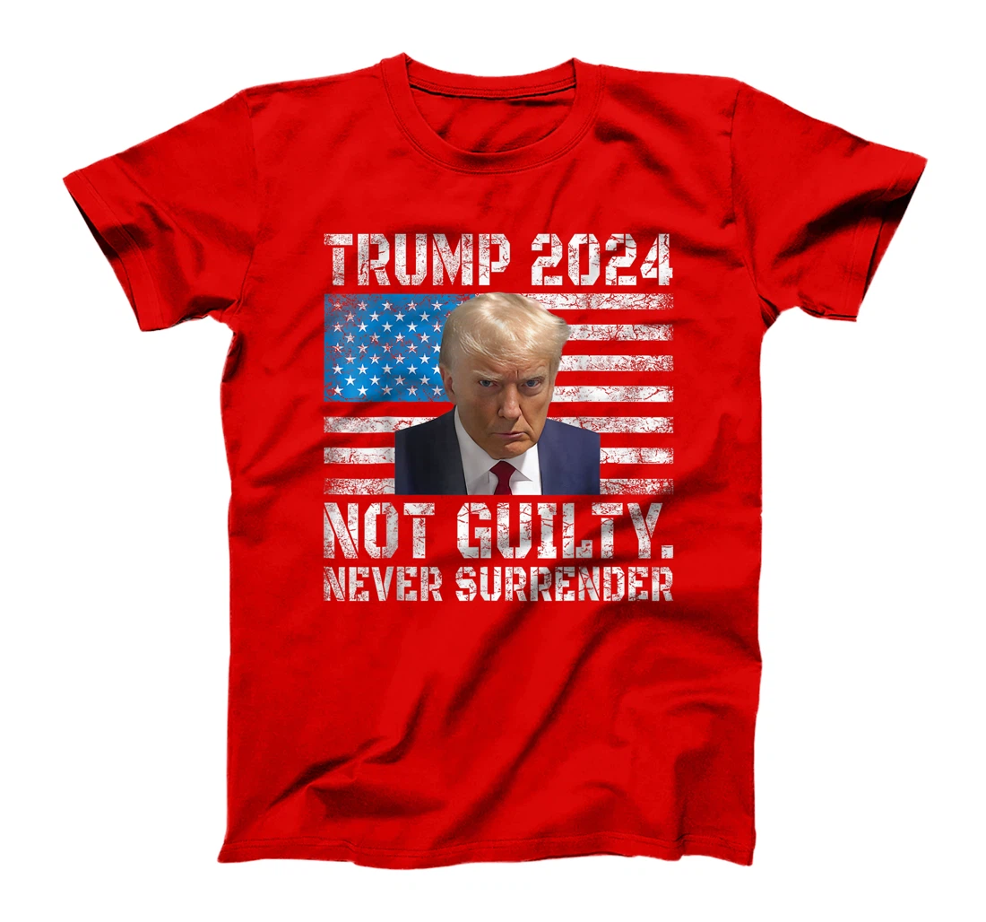 Trump 2024 Mug Shot Never Surrender US Flag Vintage T-Shirt