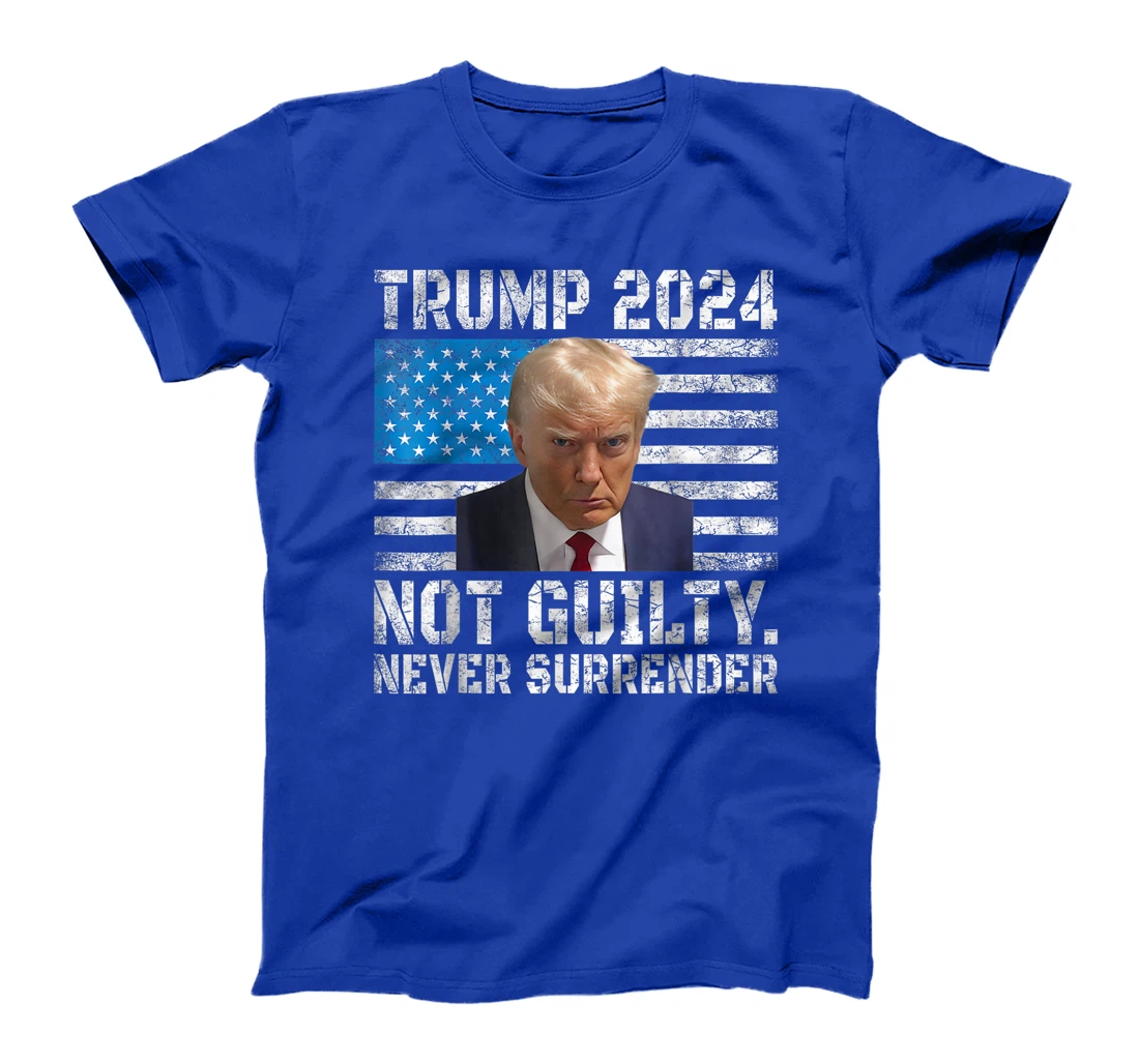 Trump 2024 Mug Shot Never Surrender US Flag Vintage T-Shirt