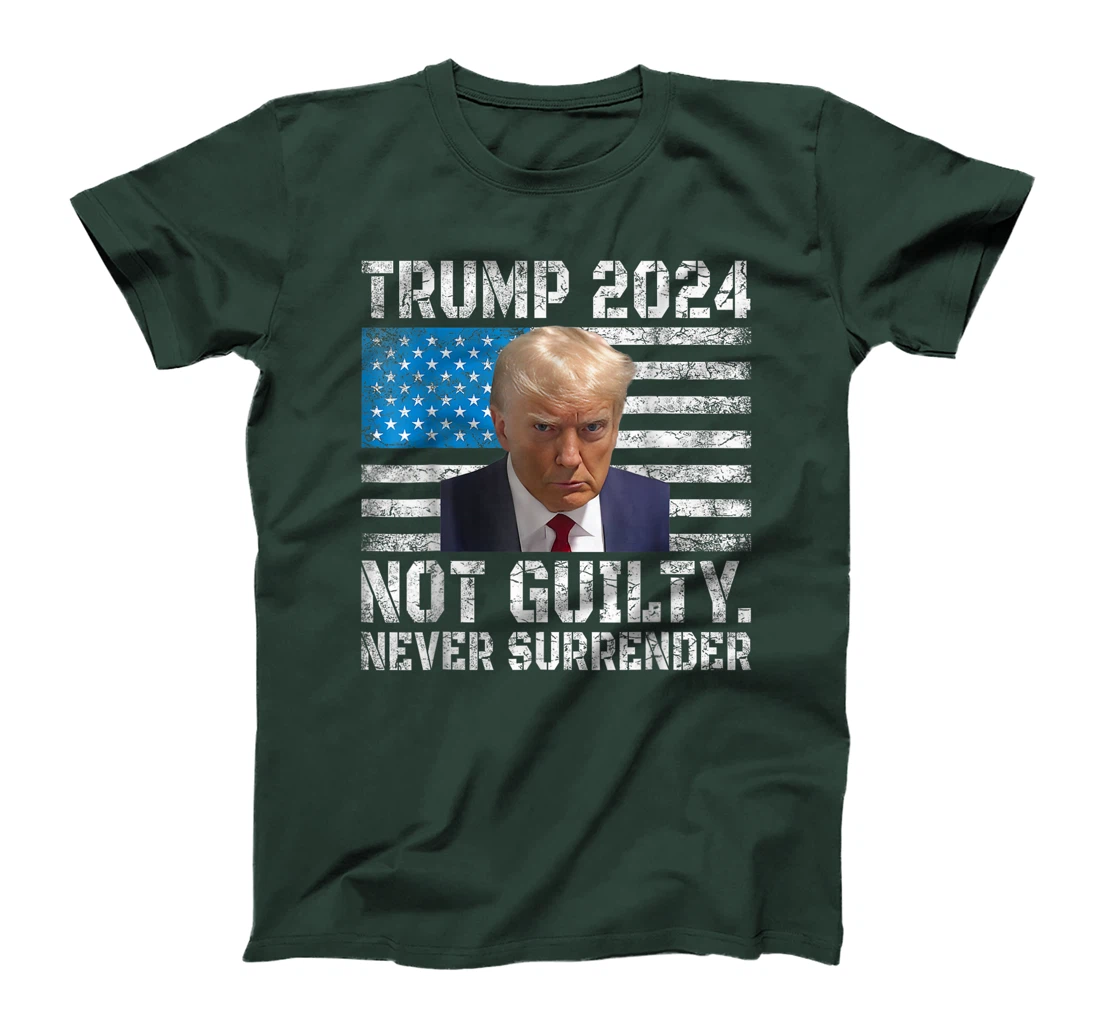 Trump 2024 Mug Shot Never Surrender US Flag Vintage T-Shirt