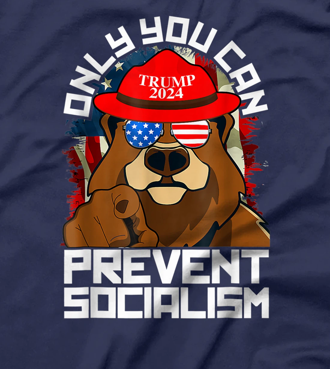 Trump Bear 45 47 MAGA 2024 Only You Can Prevent Socialism T-Shirt