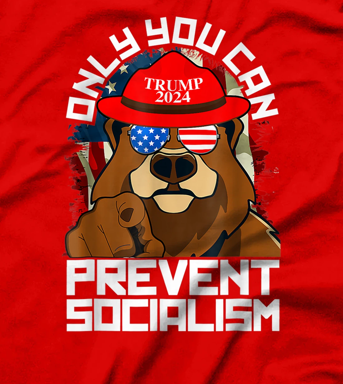 Trump Bear 45 47 MAGA 2024 Only You Can Prevent Socialism T-Shirt