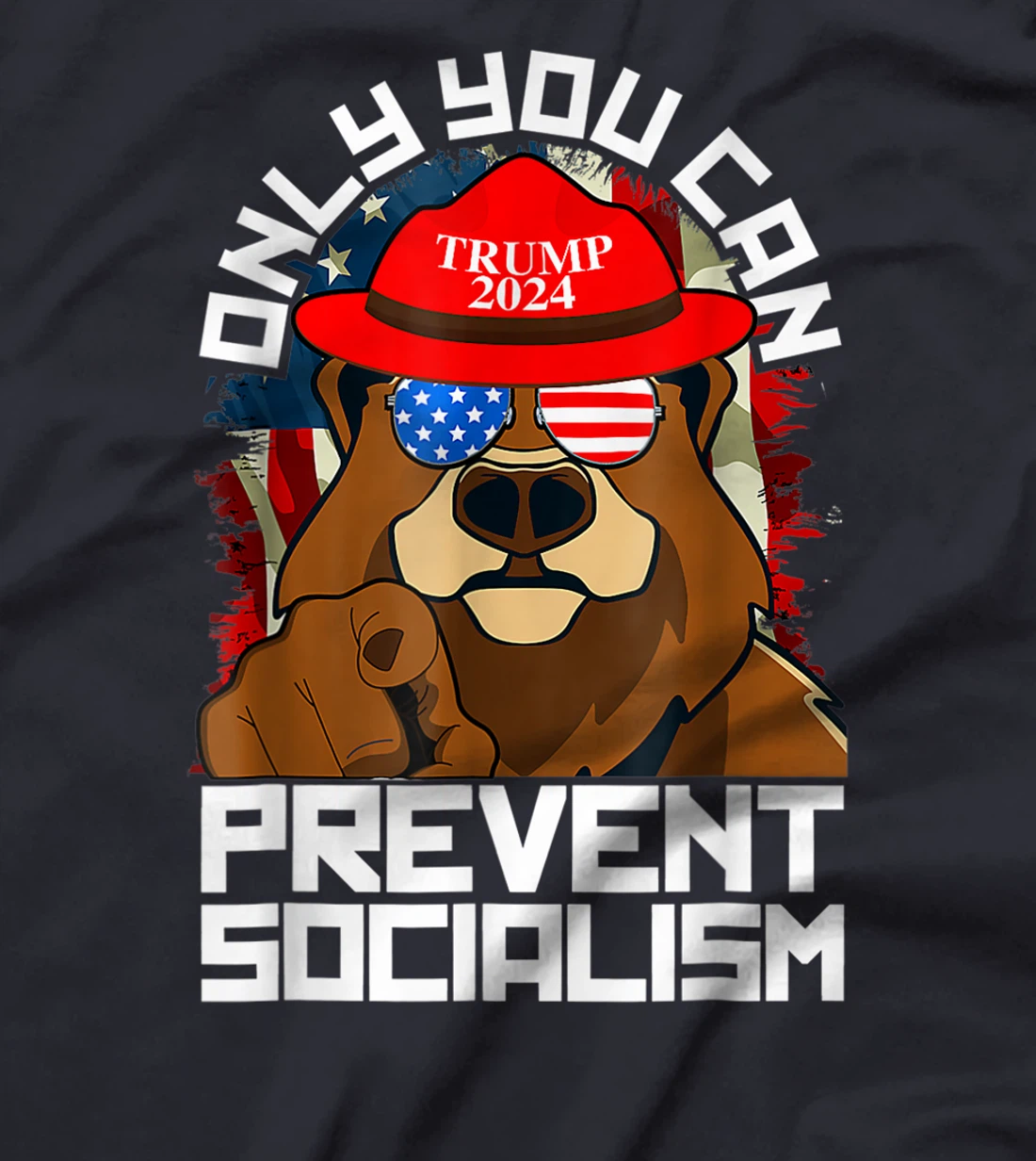 Trump Bear 45 47 MAGA 2024 Only You Can Prevent Socialism T-Shirt
