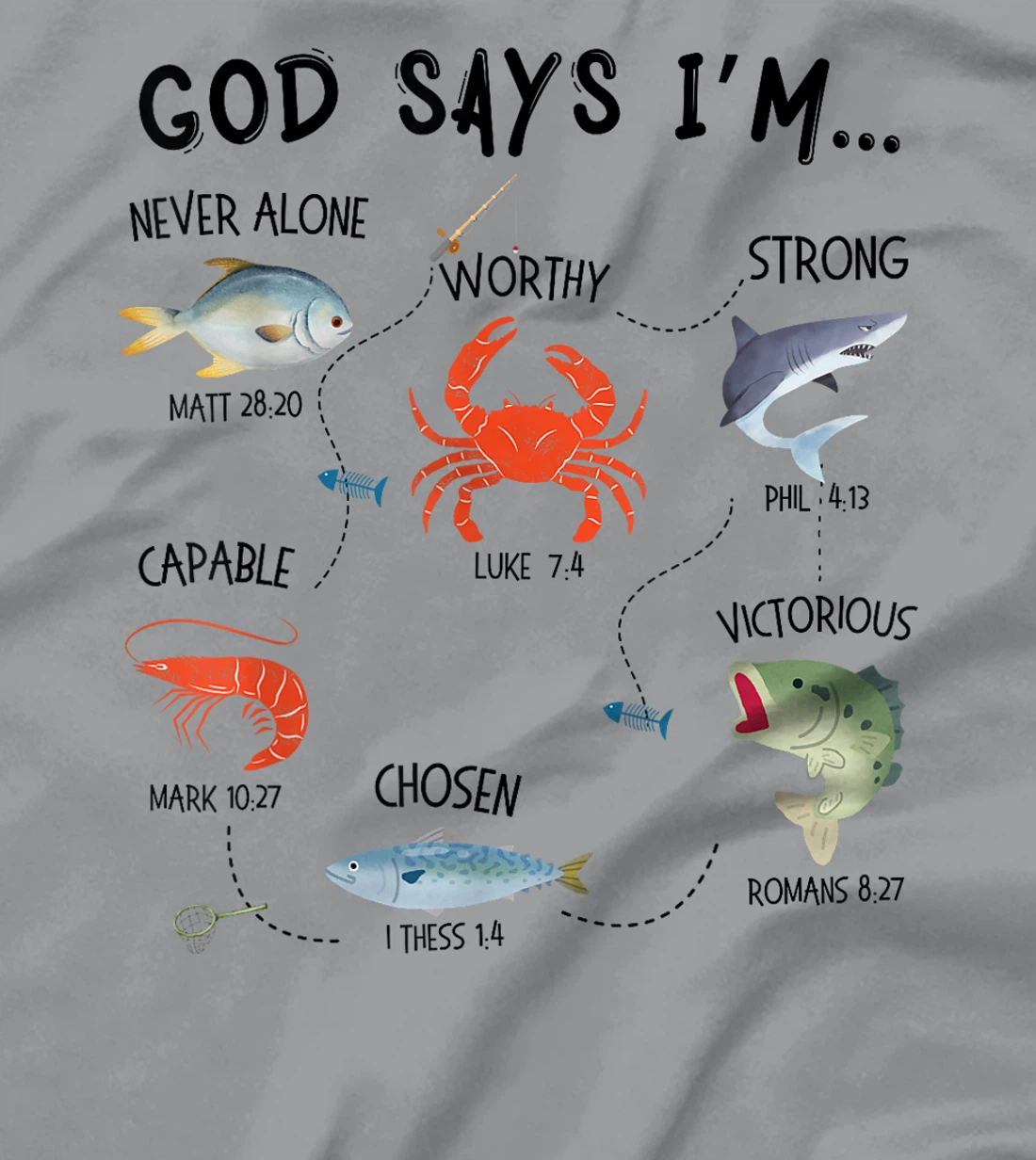 God Says I Am Fishing Christian Fisher Bible Verse Fish T-Shirt