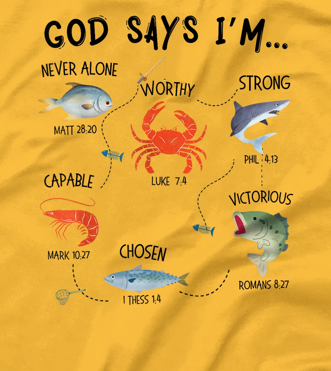God Says I Am Fishing Christian Fisher Bible Verse Fish T-Shirt