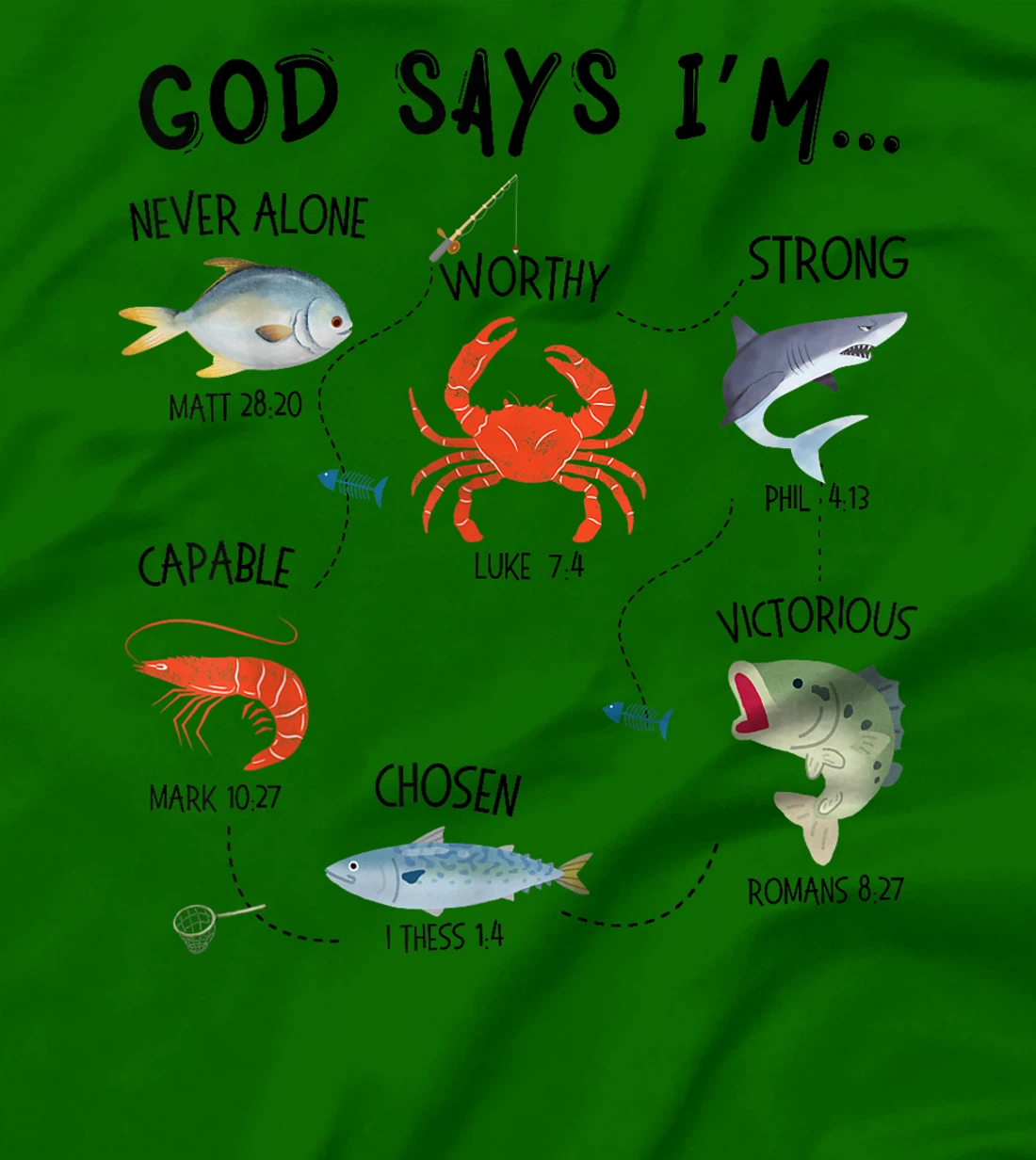 God Says I Am Fishing Christian Fisher Bible Verse Fish T-Shirt