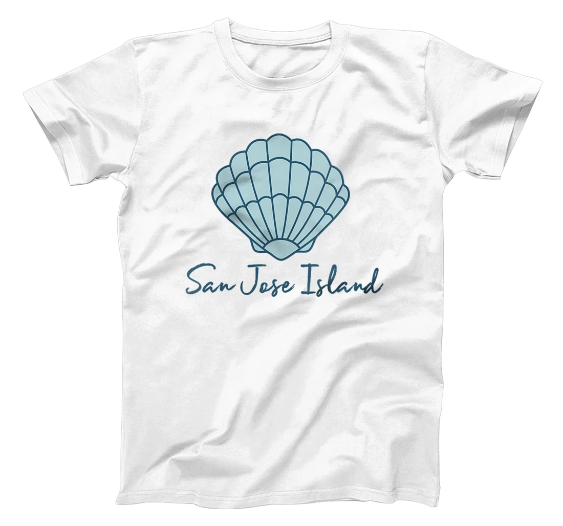 Womens San Jose Island Texas Scallop Shell Seashells Beach Combing T-Shirt