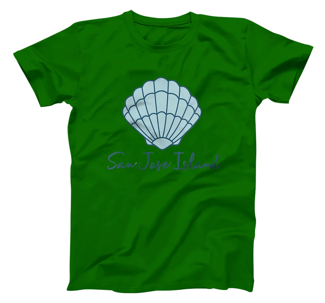 Womens San Jose Island Texas Scallop Shell Seashells Beach Combing T-Shirt