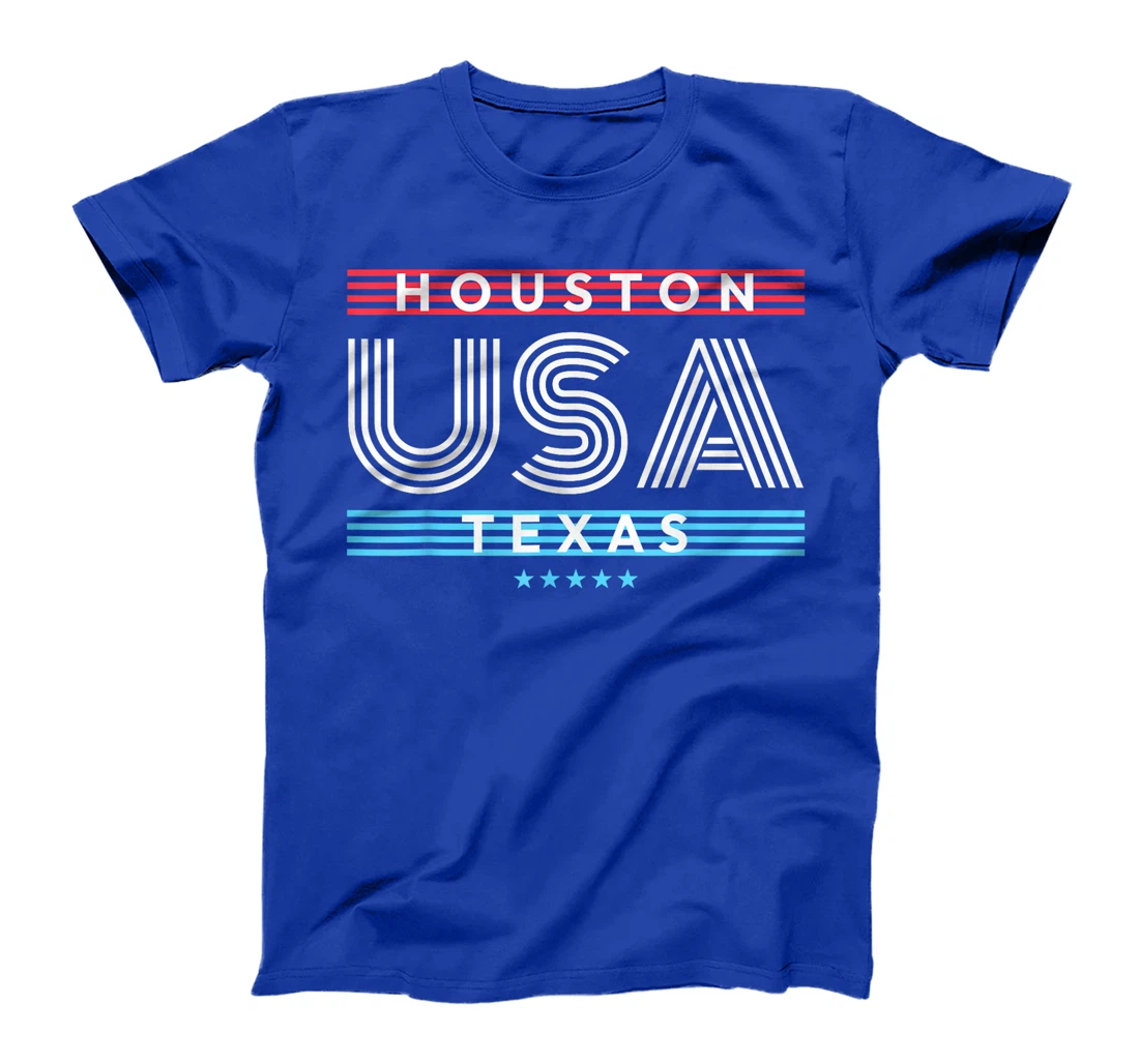Houston Texas USA Retro Stripes Design T-Shirt