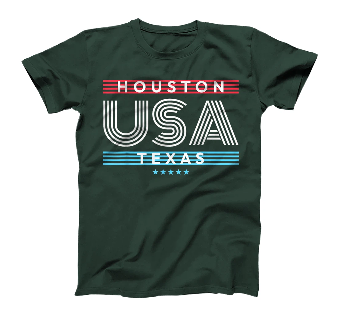 Houston Texas USA Retro Stripes Design T-Shirt
