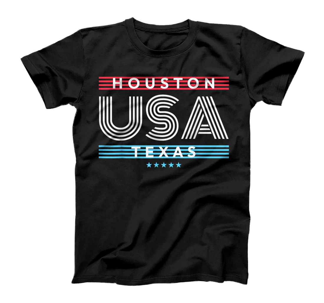 Houston Texas USA Retro Stripes Design T-Shirt