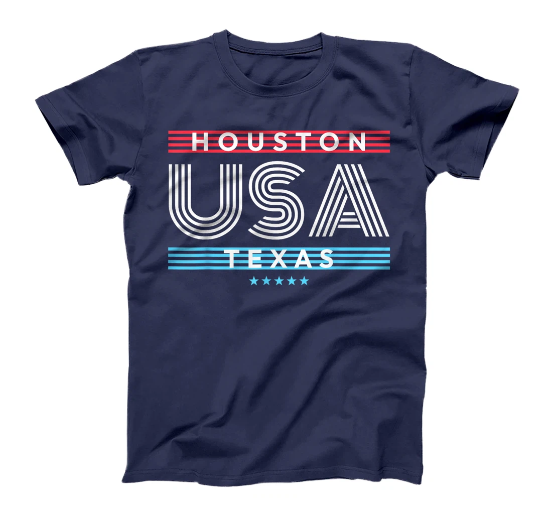 Houston Texas USA Retro Stripes Design T-Shirt