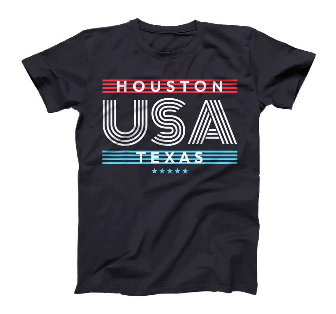 Houston Texas USA Retro Stripes Design T-Shirt