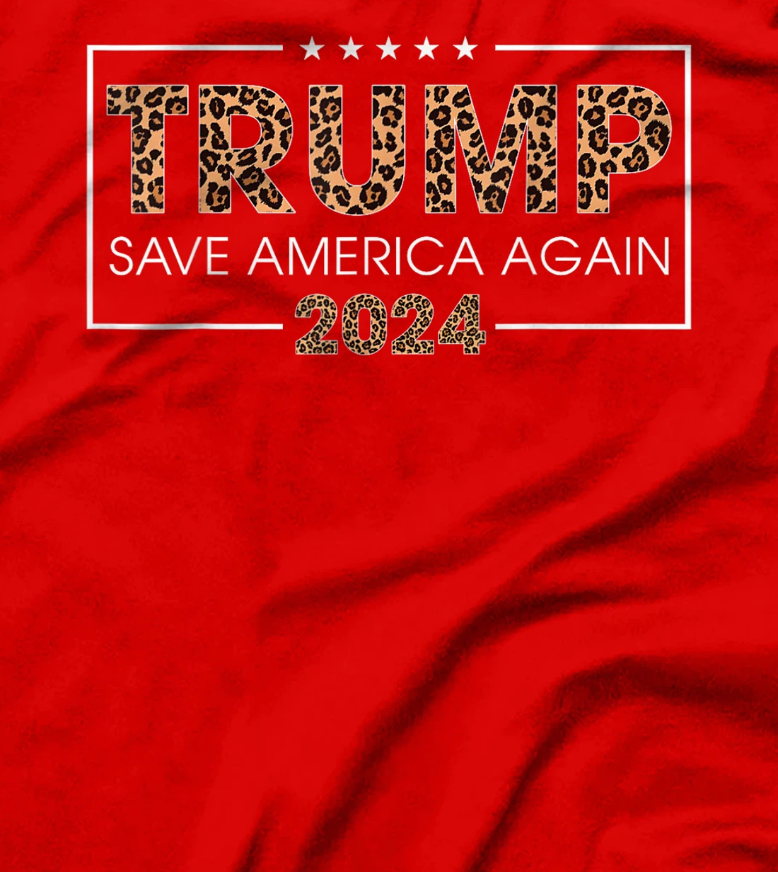 Trump 2024 Save America Again Leopard Print Gift Women Girls T-Shirt