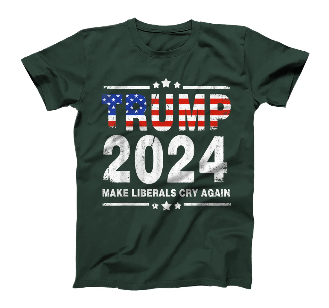 USA Flag President Trump 2024 Make Liberals Cry Again Funny T-Shirt