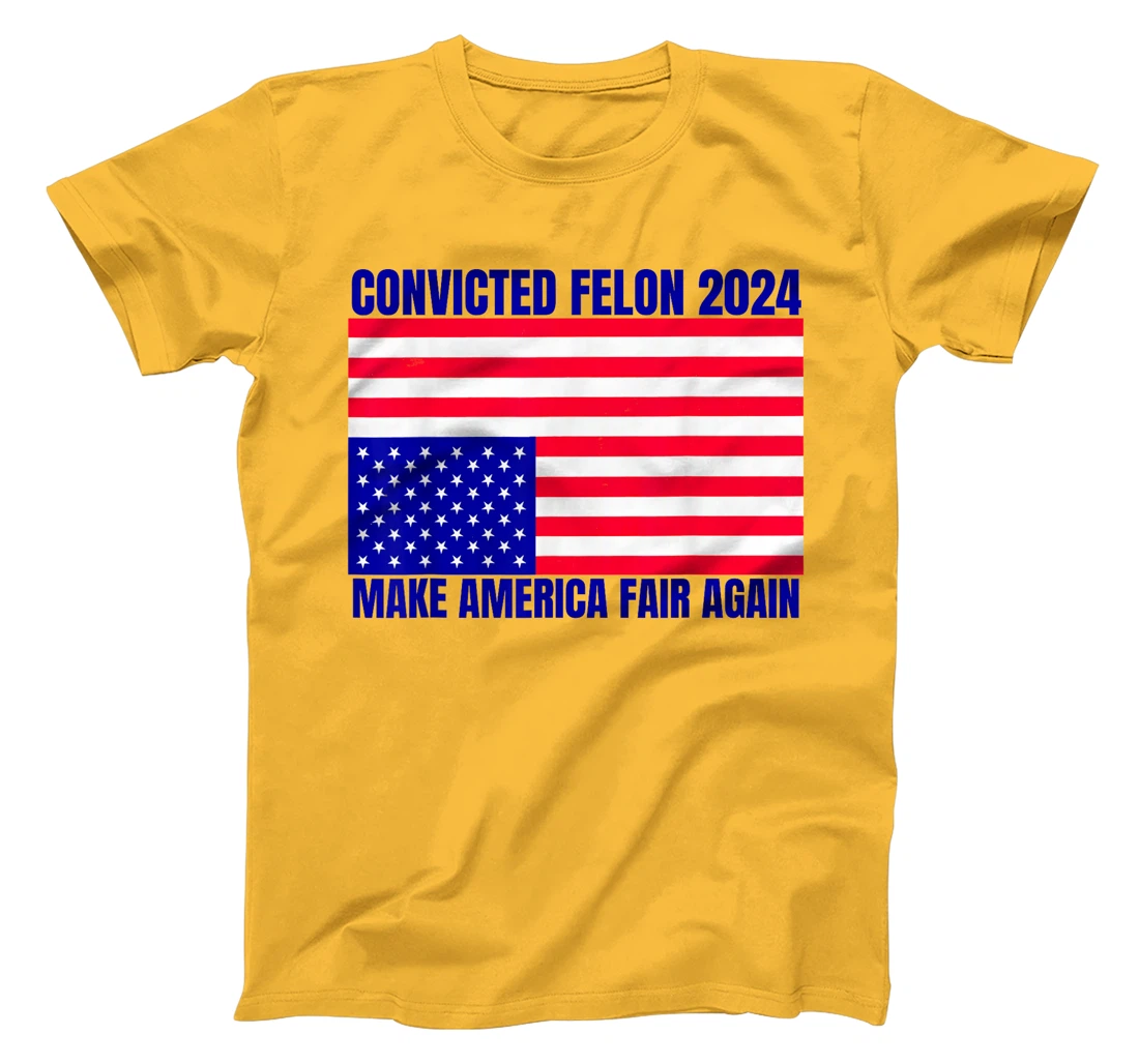 Trump 2024 Convicted Felon American Flag Distress T-Shirt
