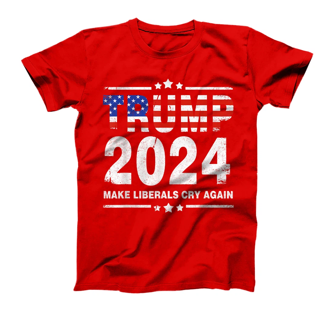 USA Flag President Trump 2024 Make Liberals Cry Again Funny T-Shirt