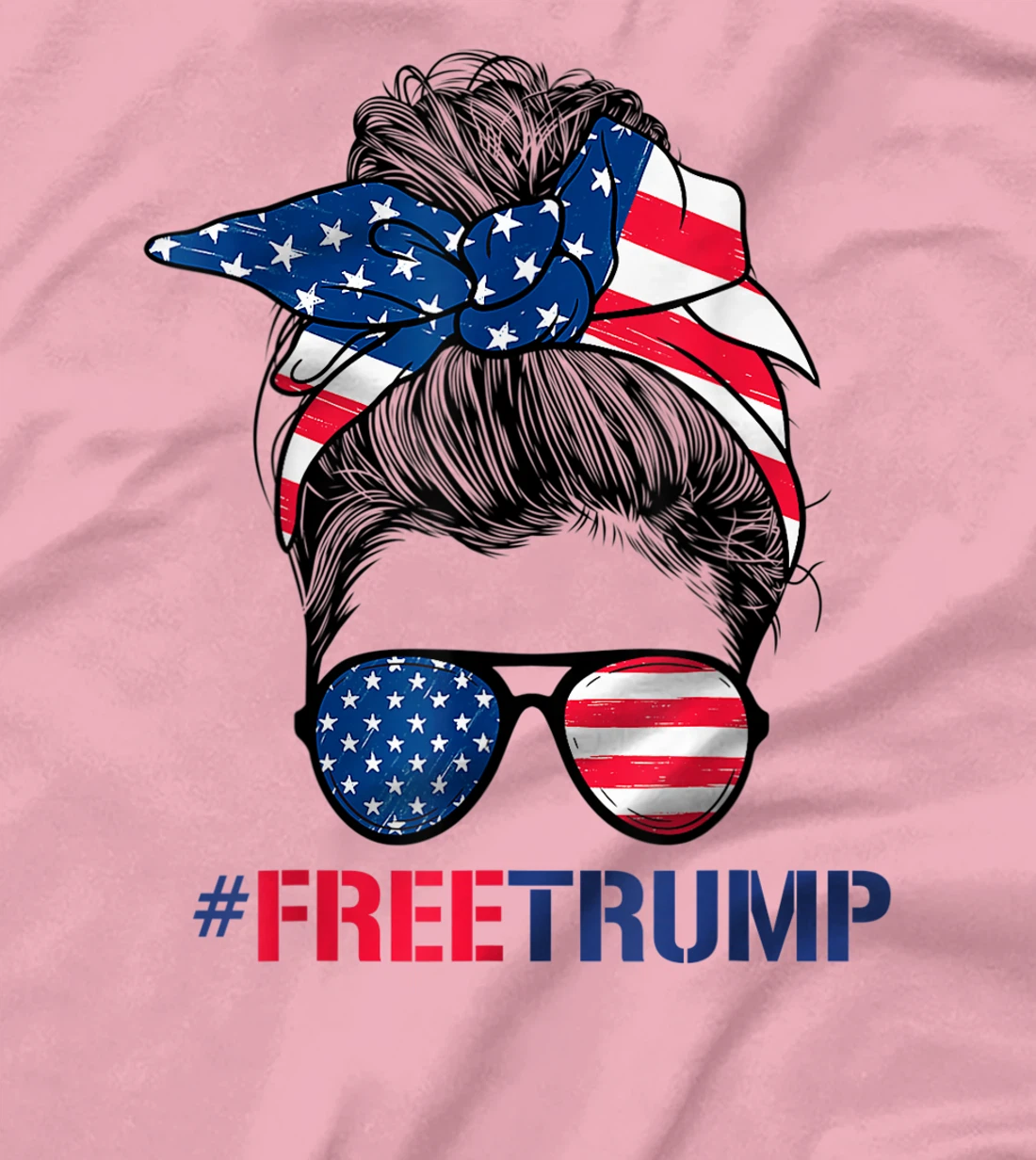 Free Donald Trump 2024 Womens Messy Bun Republican Support T-Shirt
