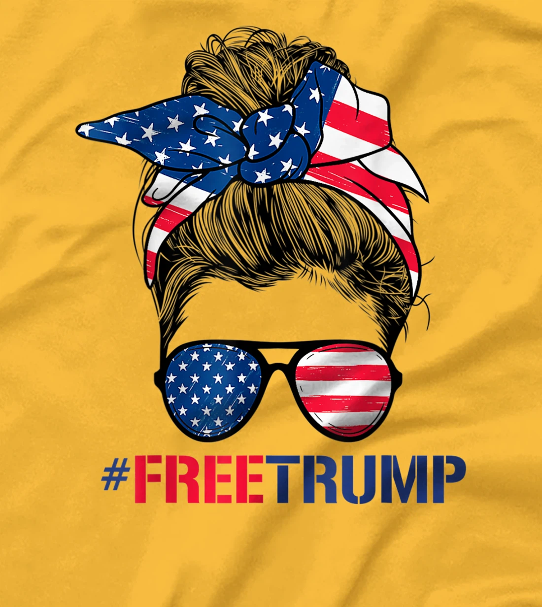 Free Donald Trump 2024 Womens Messy Bun Republican Support T-Shirt