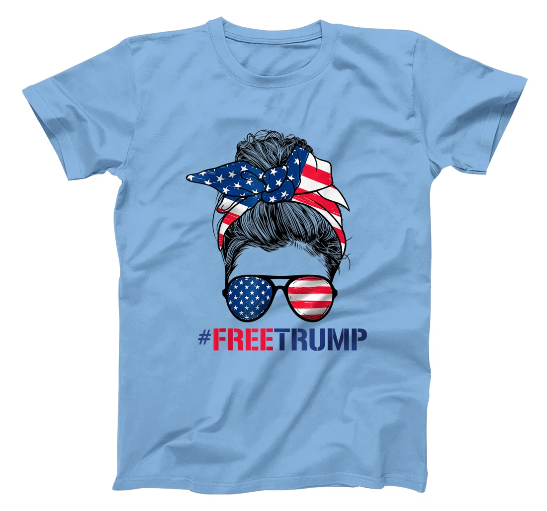 Free Donald Trump 2024 Womens Messy Bun Republican Support T-Shirt