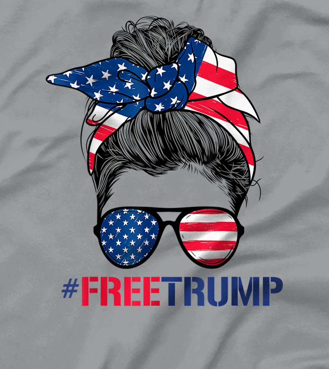 Free Donald Trump 2024 Womens Messy Bun Republican Support T-Shirt