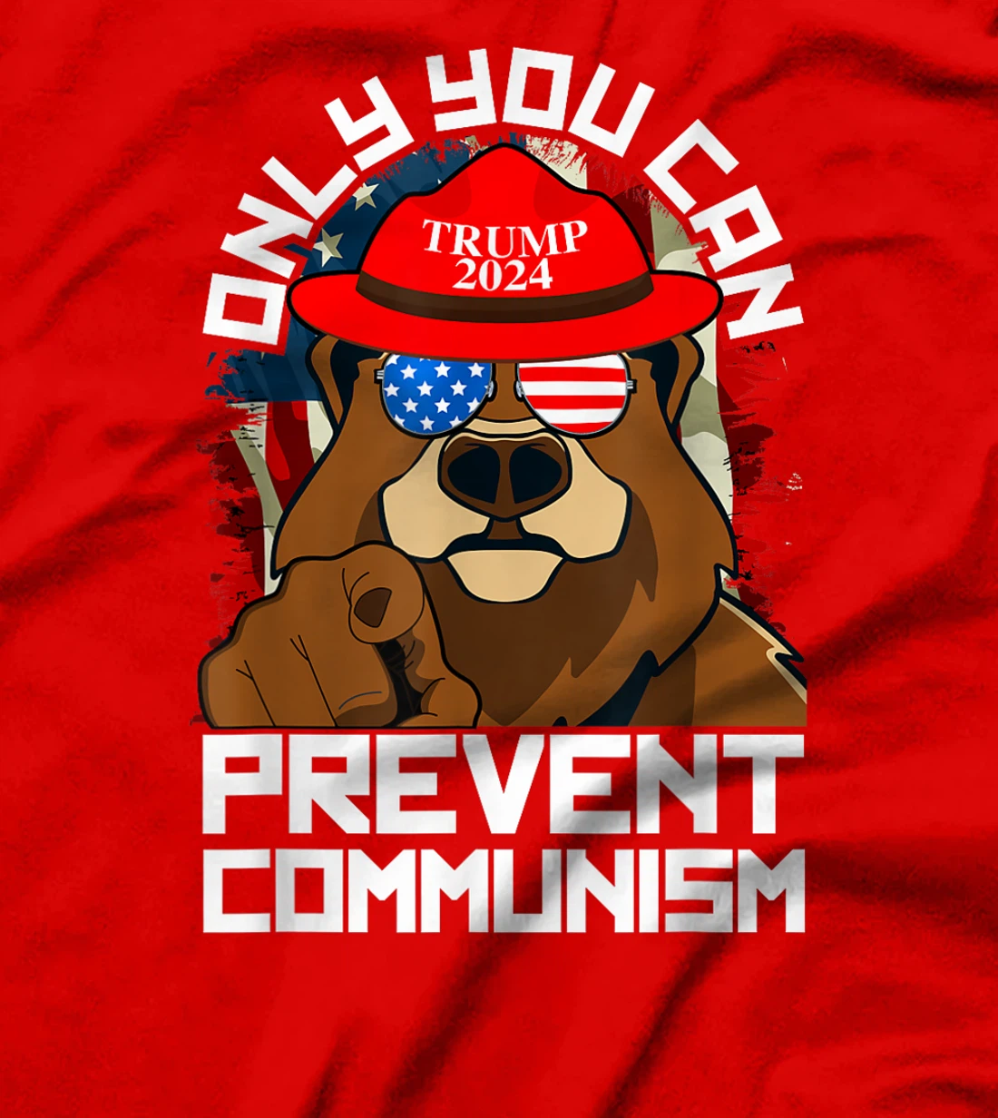 Trump Bear 45 47 MAGA 2024 Only You Can Prevent Communism T-Shirt