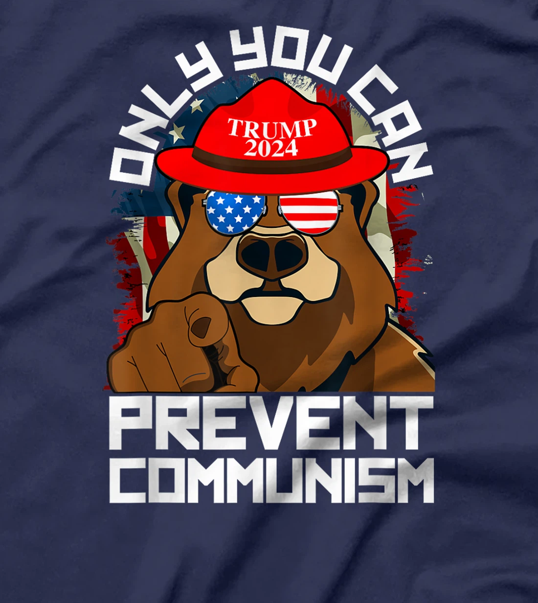 Trump Bear 45 47 MAGA 2024 Only You Can Prevent Communism T-Shirt