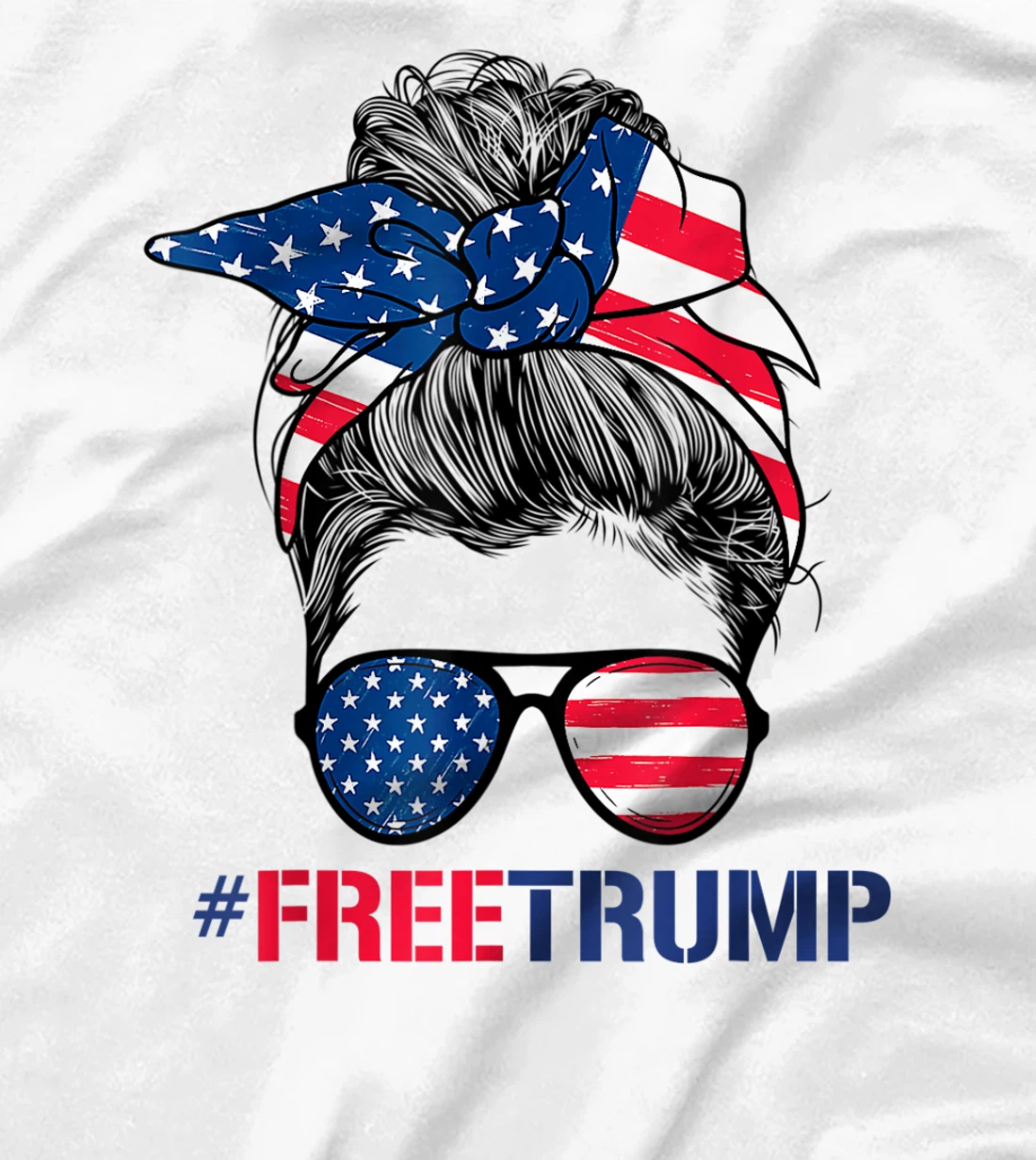 Free Donald Trump 2024 Womens Messy Bun Republican Support T-Shirt