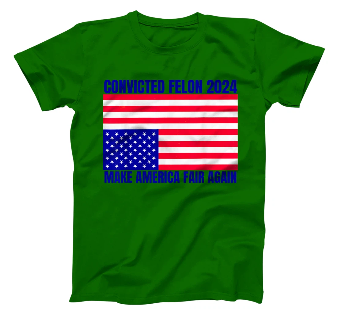 Trump 2024 Convicted Felon American Flag Distress T-Shirt