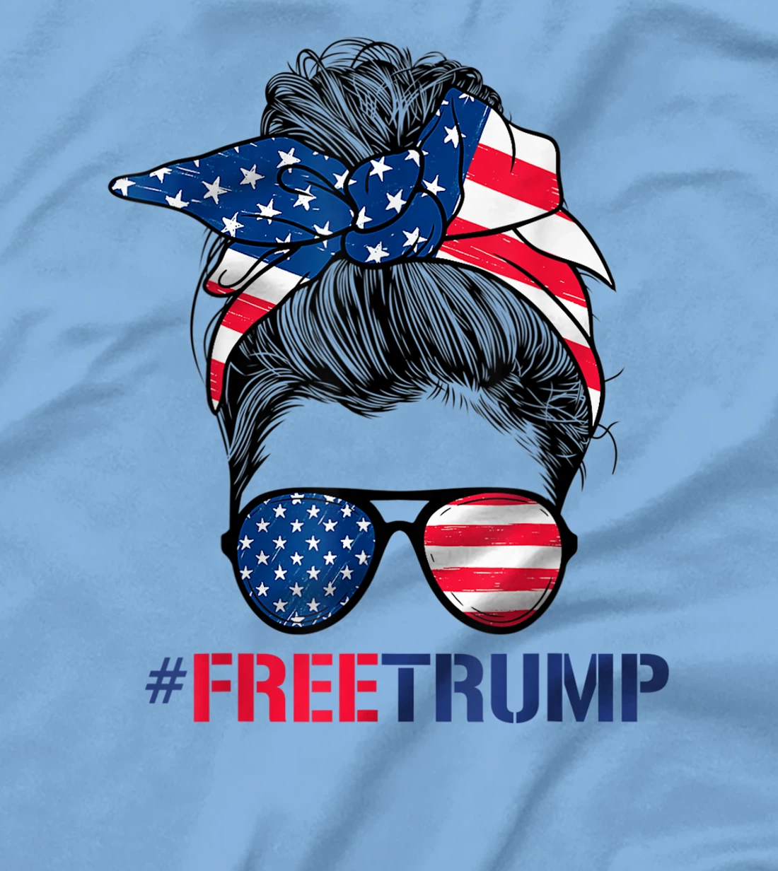 Free Donald Trump 2024 Womens Messy Bun Republican Support T-Shirt