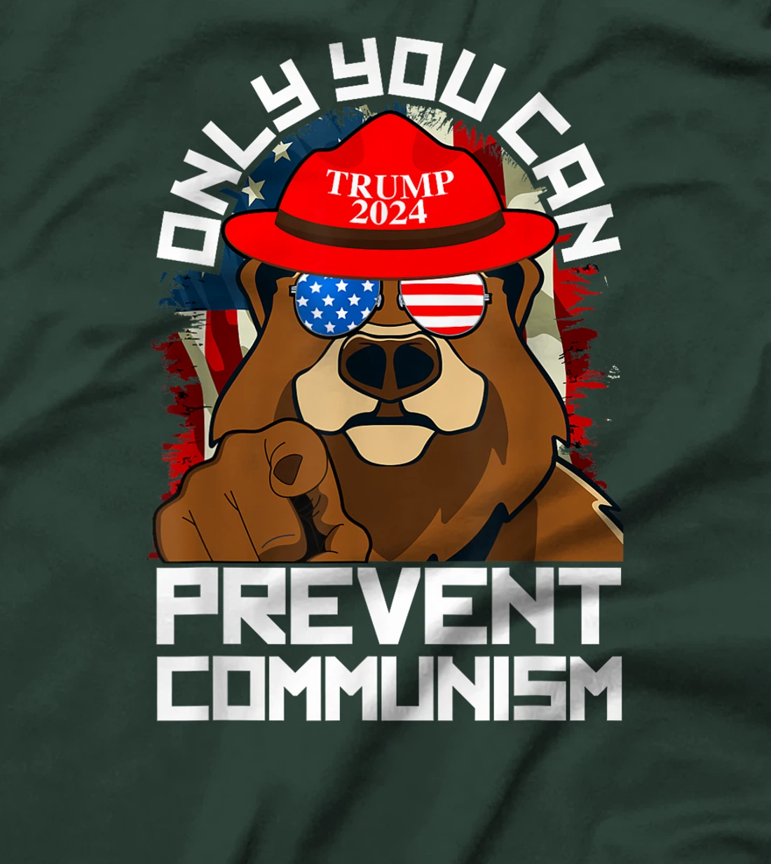 Trump Bear 45 47 MAGA 2024 Only You Can Prevent Communism T-Shirt