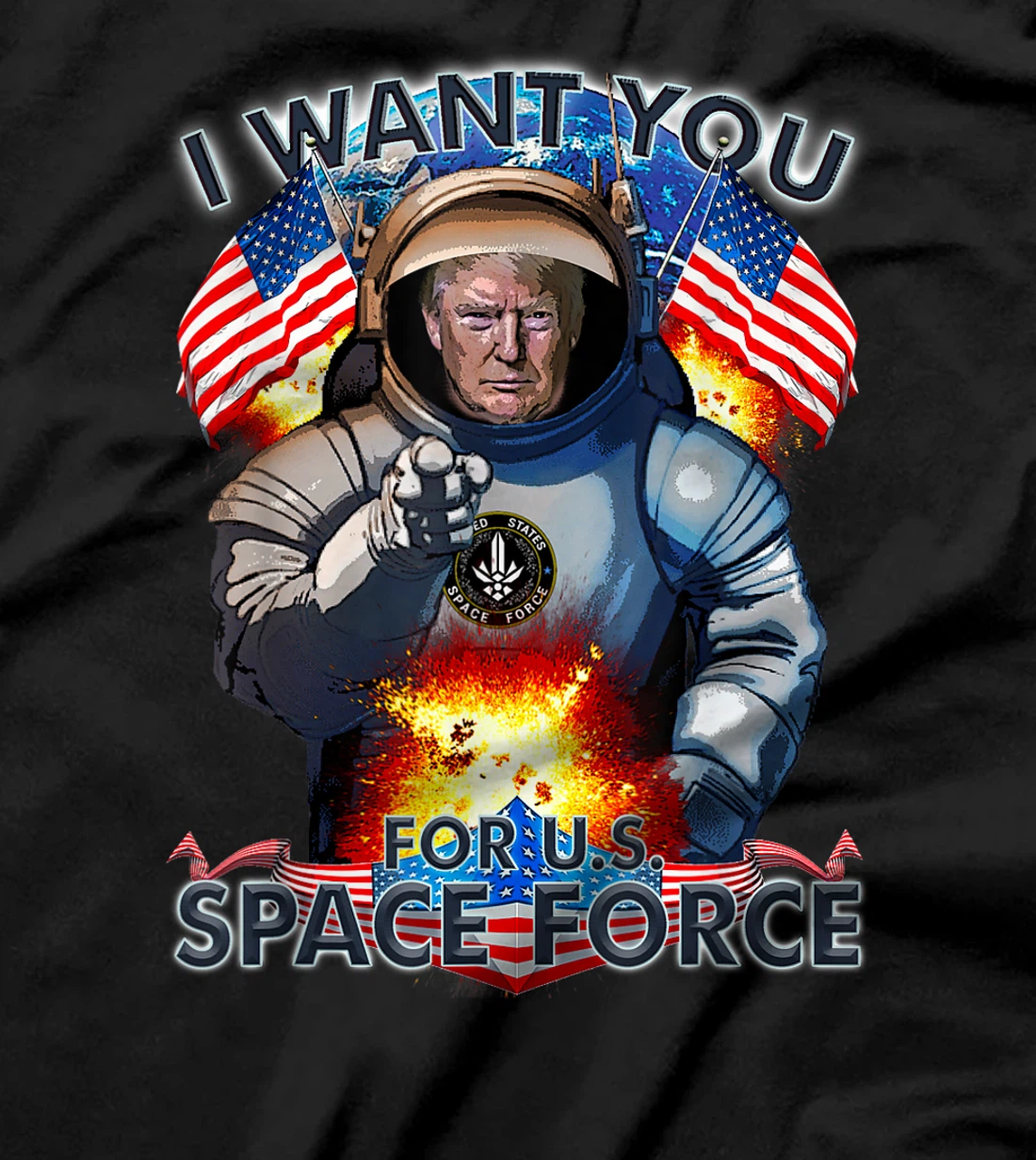 Trump I Want You For Space Force Man Women Kids Military T-Shirt