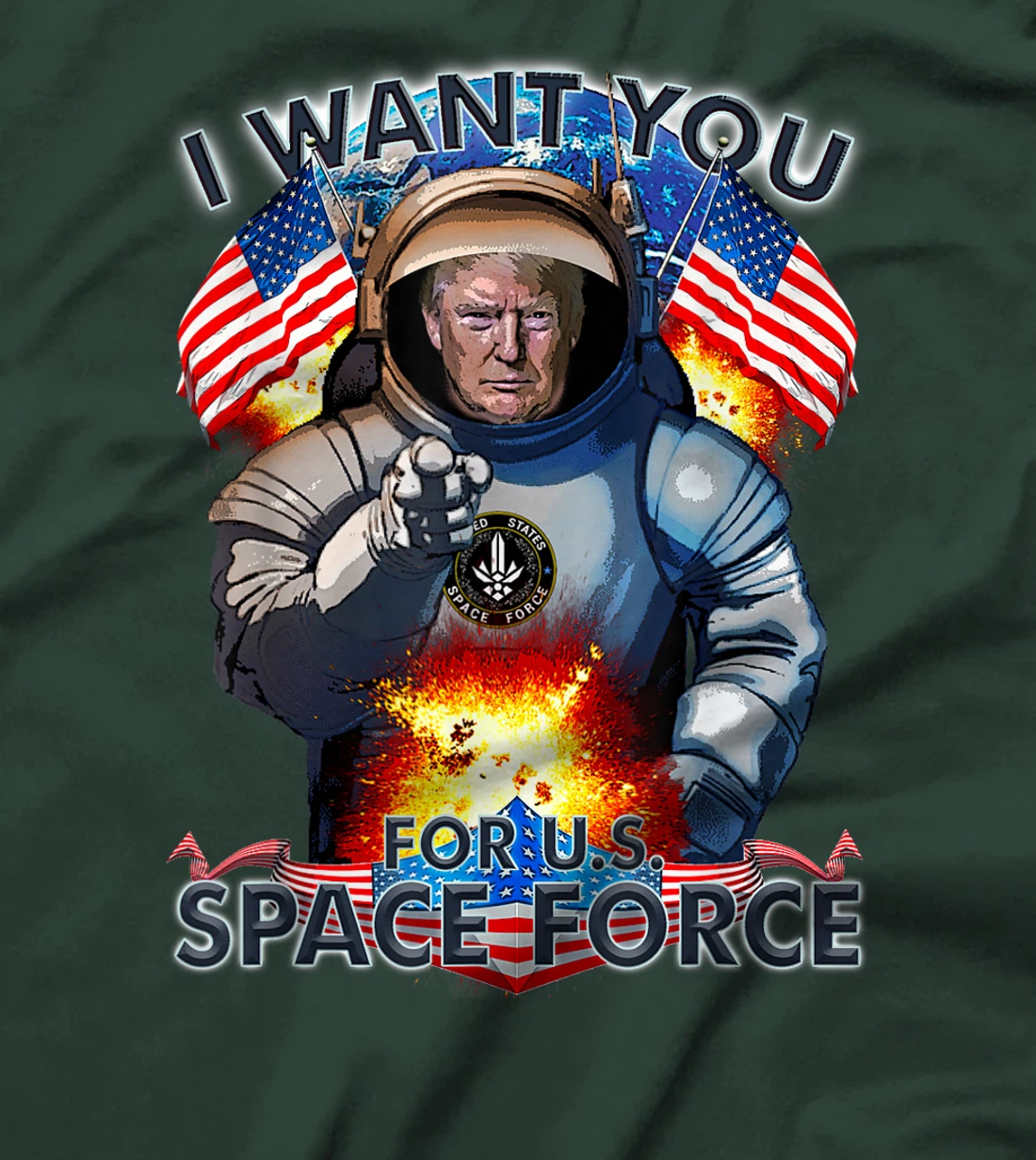 Trump I Want You For Space Force Man Women Kids Military T-Shirt