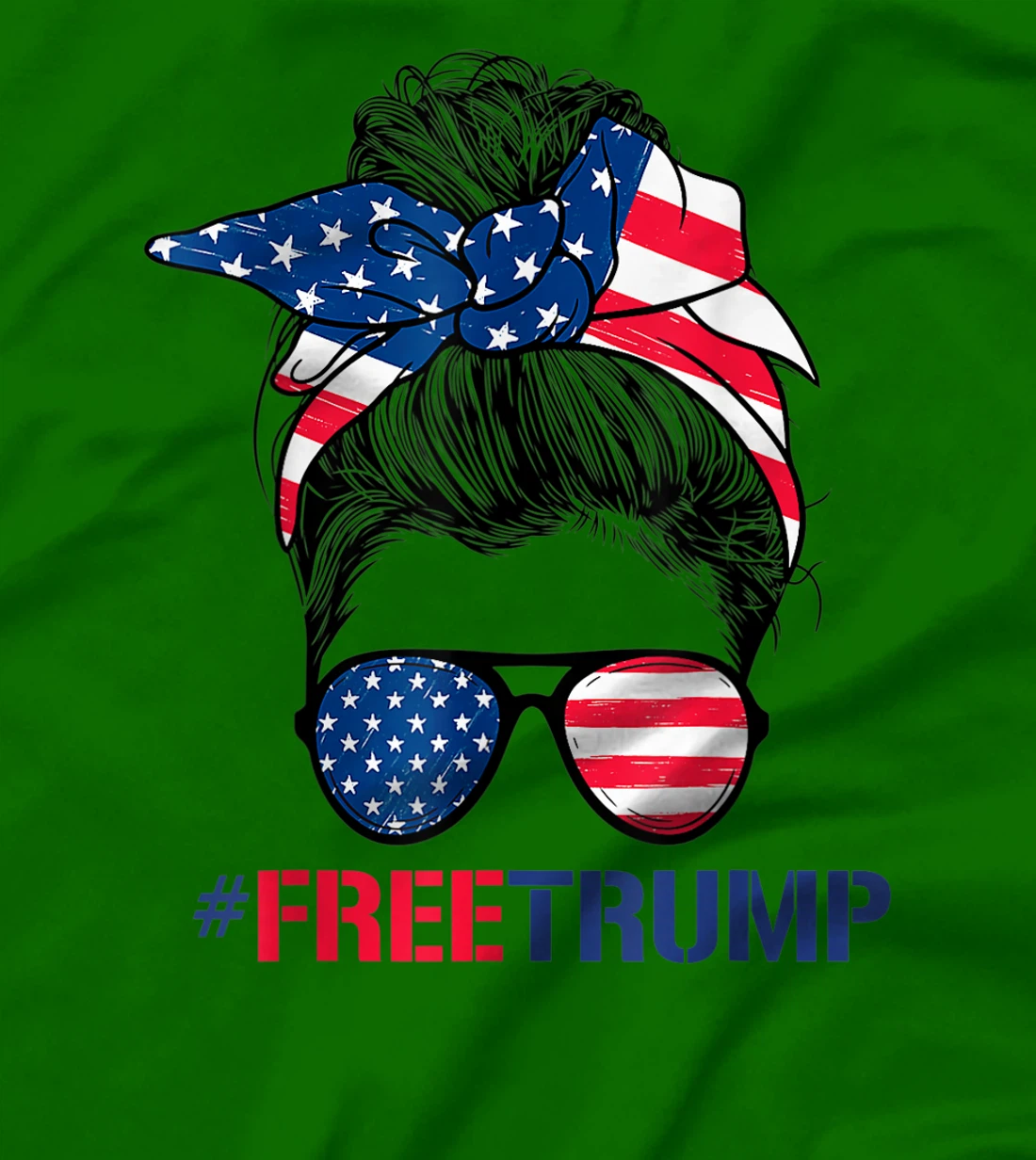 Free Donald Trump 2024 Womens Messy Bun Republican Support T-Shirt