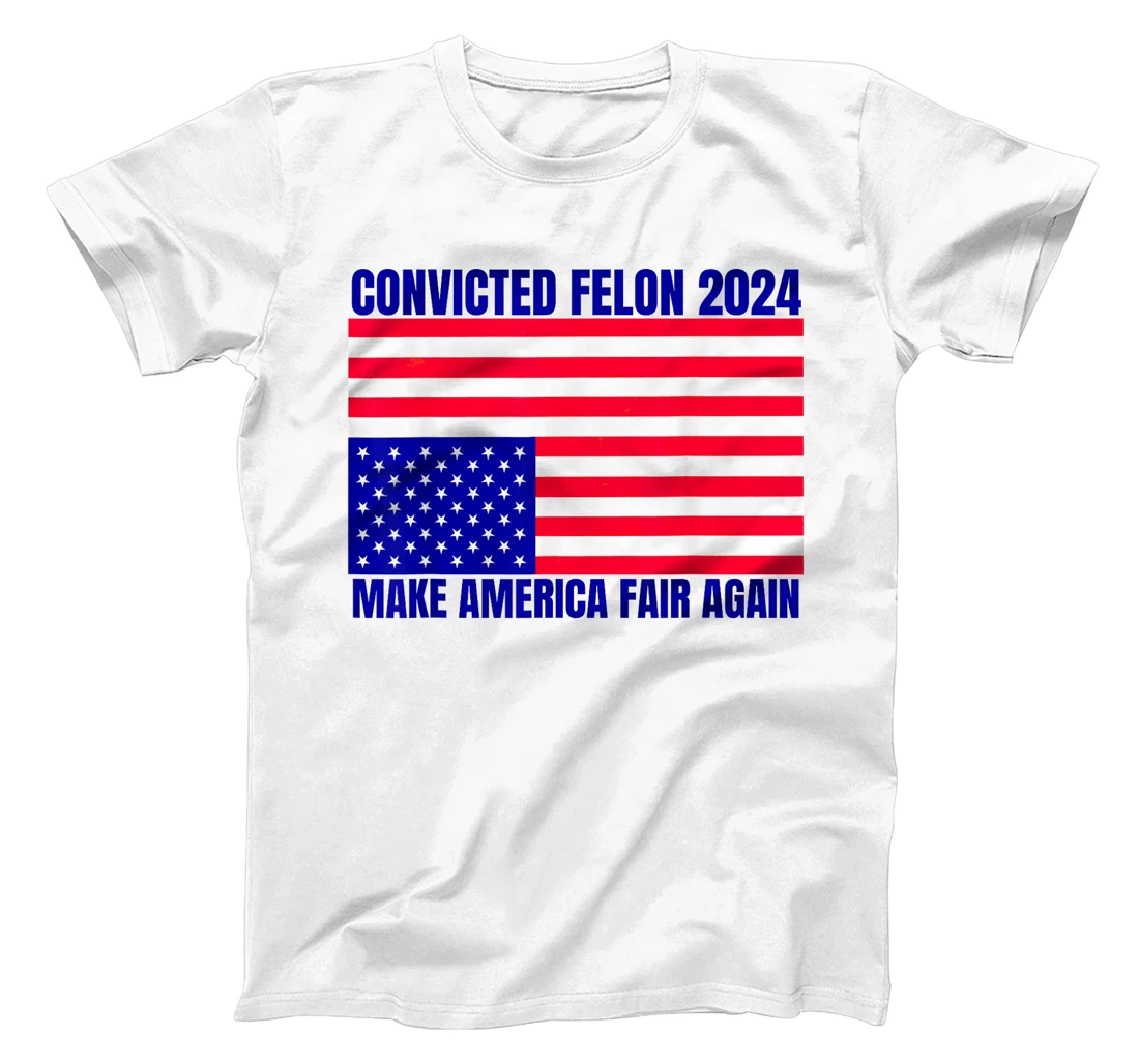 Trump 2024 Convicted Felon American Flag Distress T-Shirt