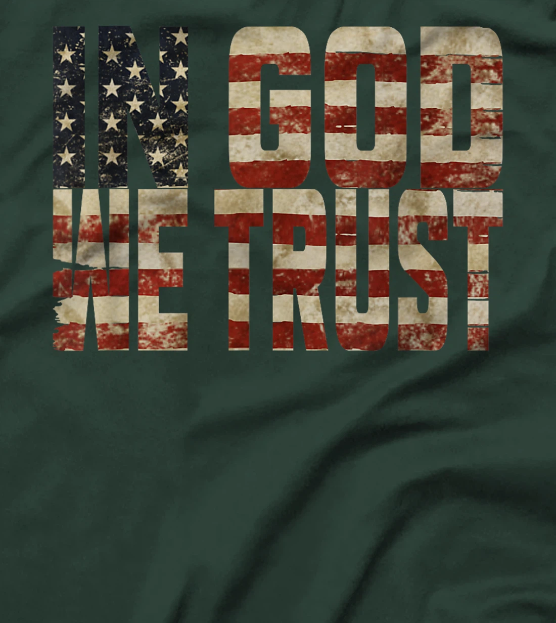In GOD We Trust Weathered American Flag Patriotic T-Shirt