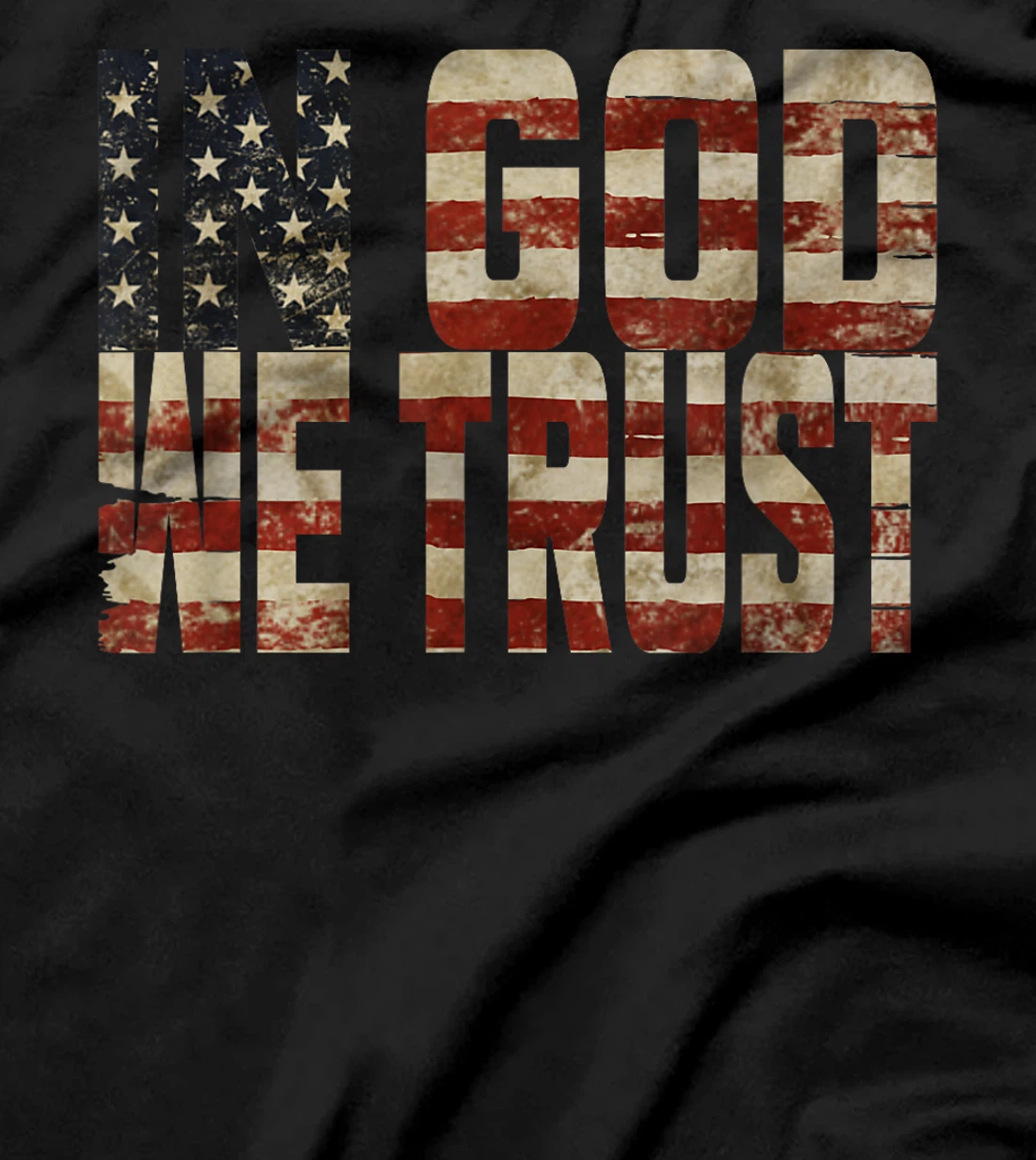 In GOD We Trust Weathered American Flag Patriotic T-Shirt
