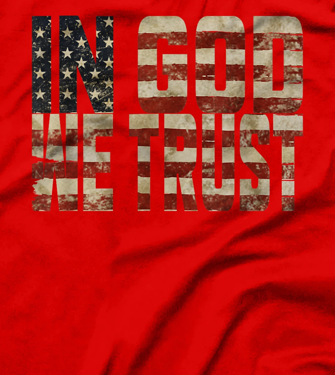 In GOD We Trust Weathered American Flag Patriotic T-Shirt