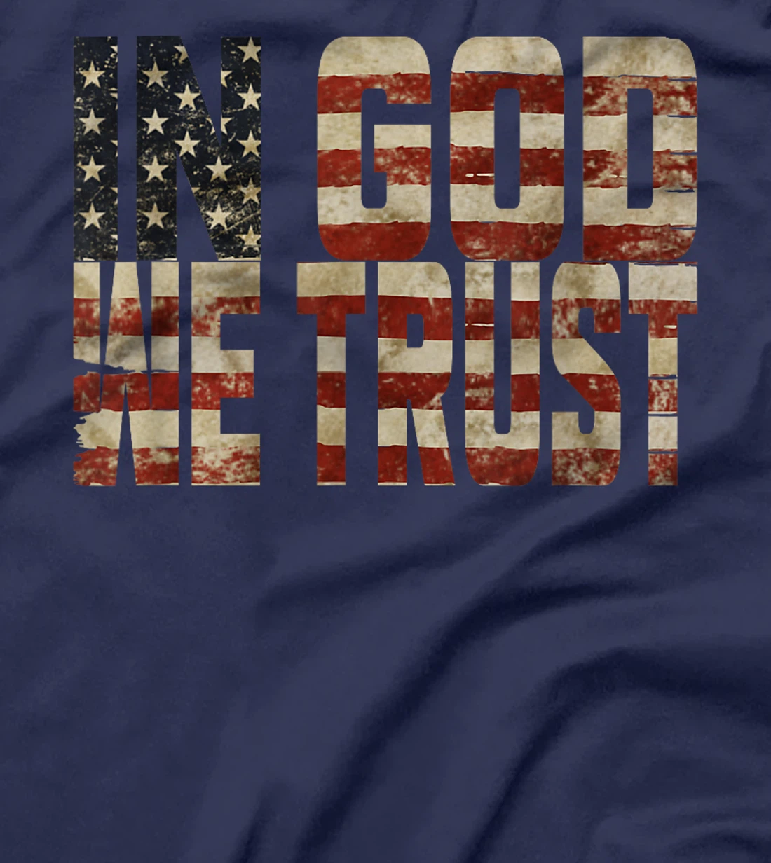 In GOD We Trust Weathered American Flag Patriotic T-Shirt