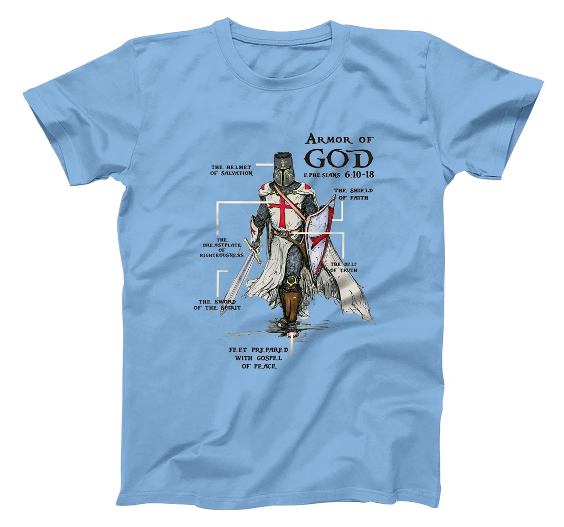 Knights Templar Crusader Cross Sword Ring Order Armor Of God T-Shirt
