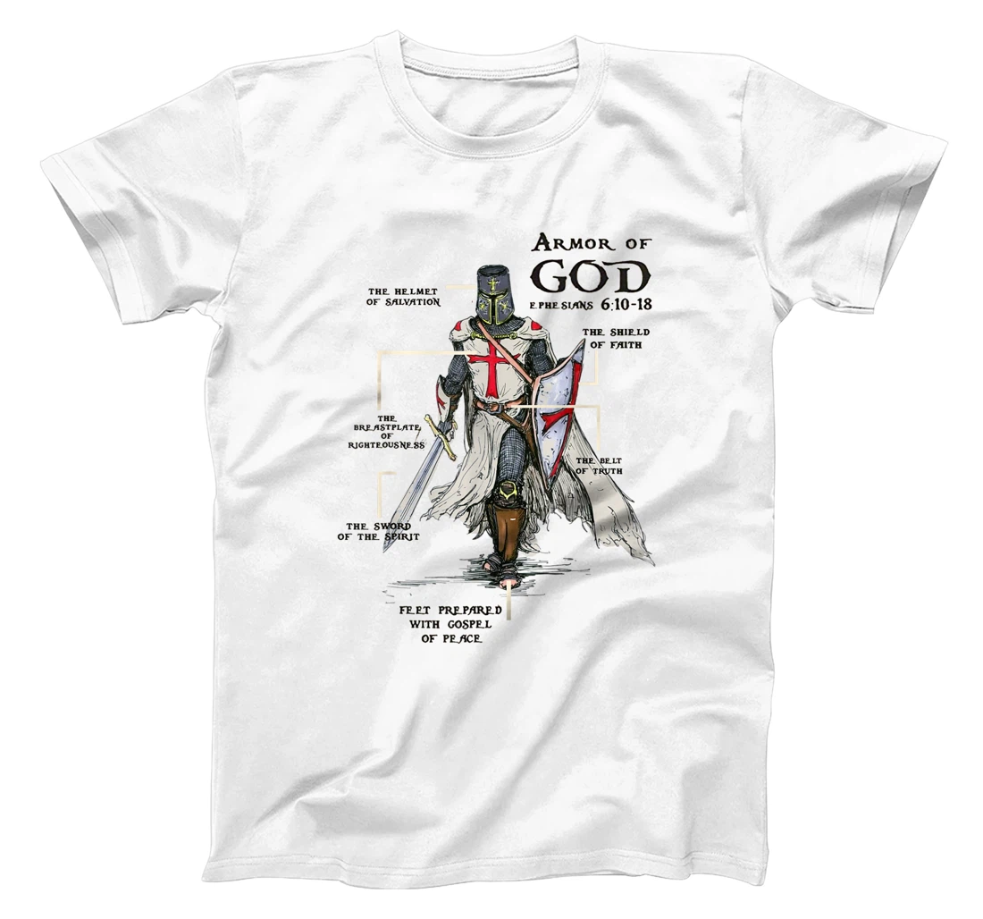 Knights Templar Crusader Cross Sword Ring Order Armor Of God T-Shirt