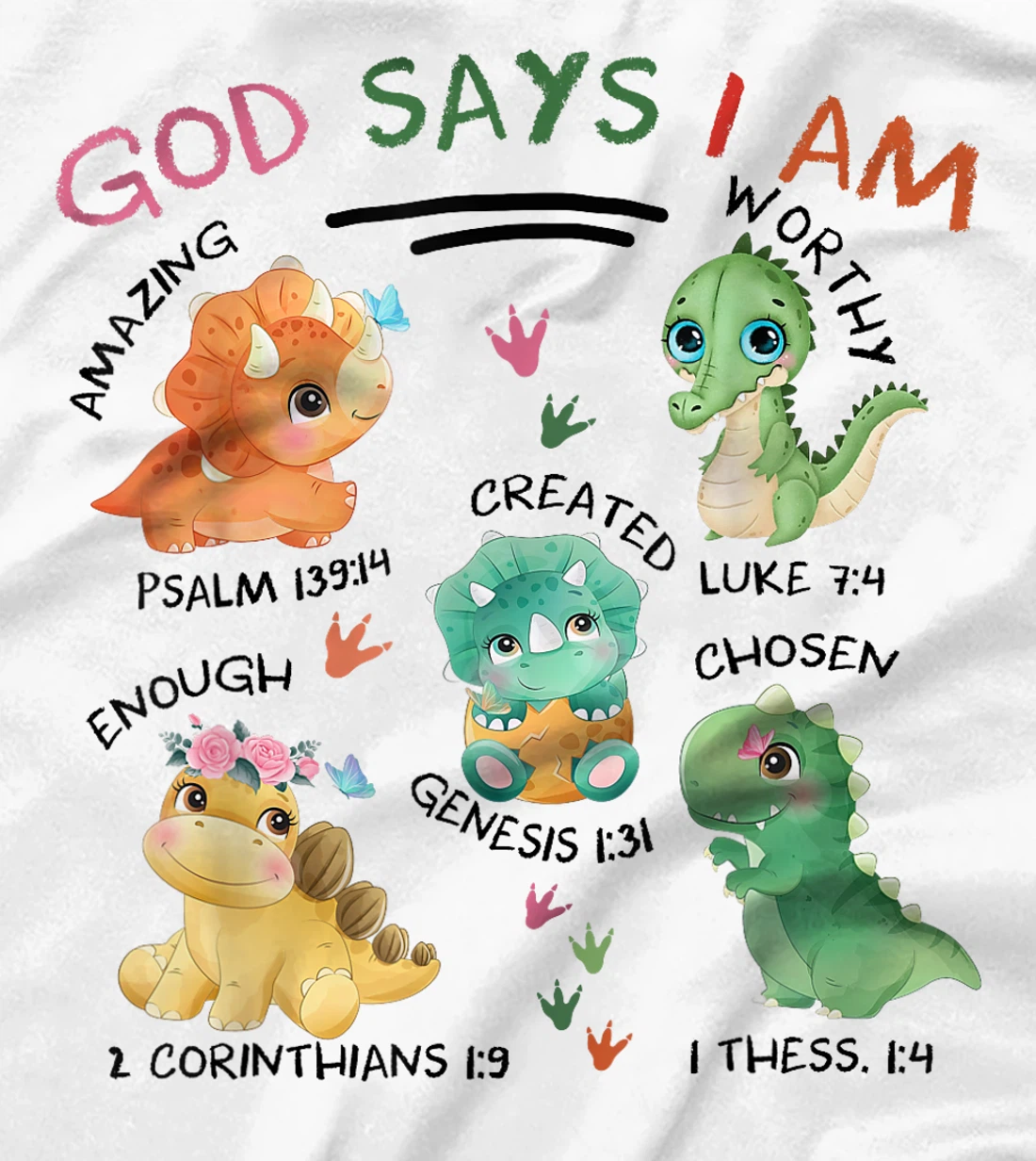 God Says I Am Cute Dinosaur Lovers Bible Christian Kids Boys T-Shirt