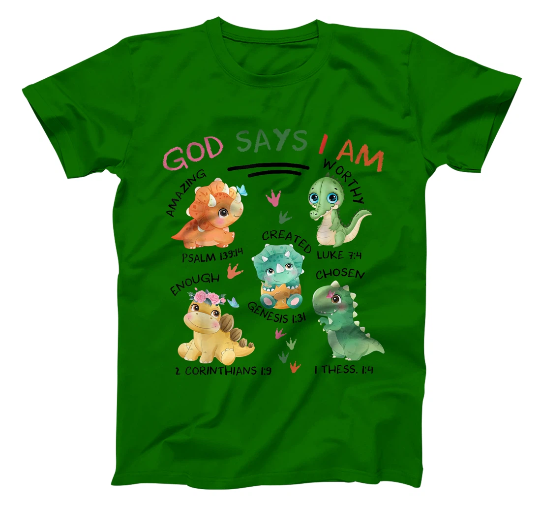 God Says I Am Cute Dinosaur Lovers Bible Christian Kids Boys T-Shirt