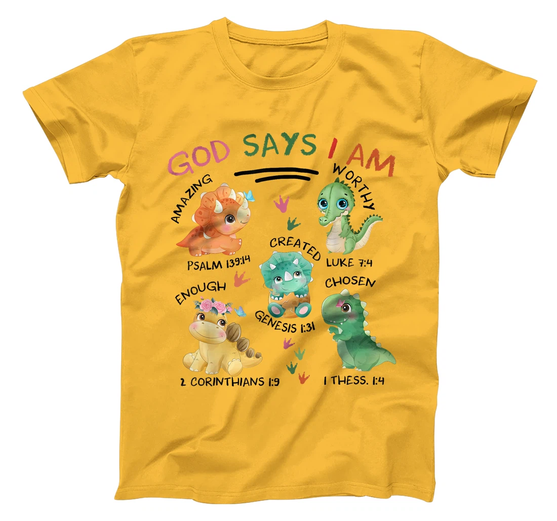 God Says I Am Cute Dinosaur Lovers Bible Christian Kids Boys T-Shirt