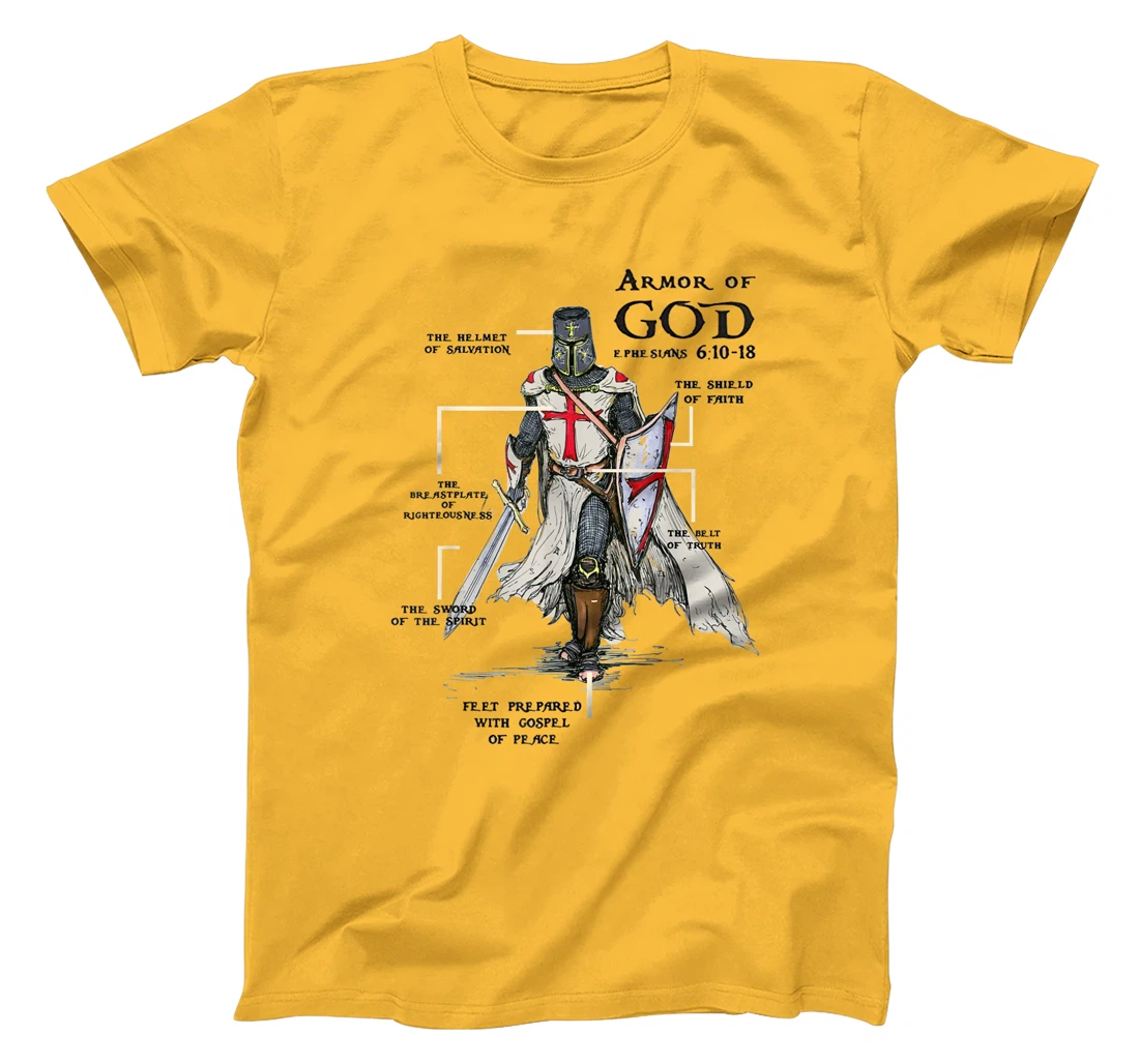 Knights Templar Crusader Cross Sword Ring Order Armor Of God T-Shirt