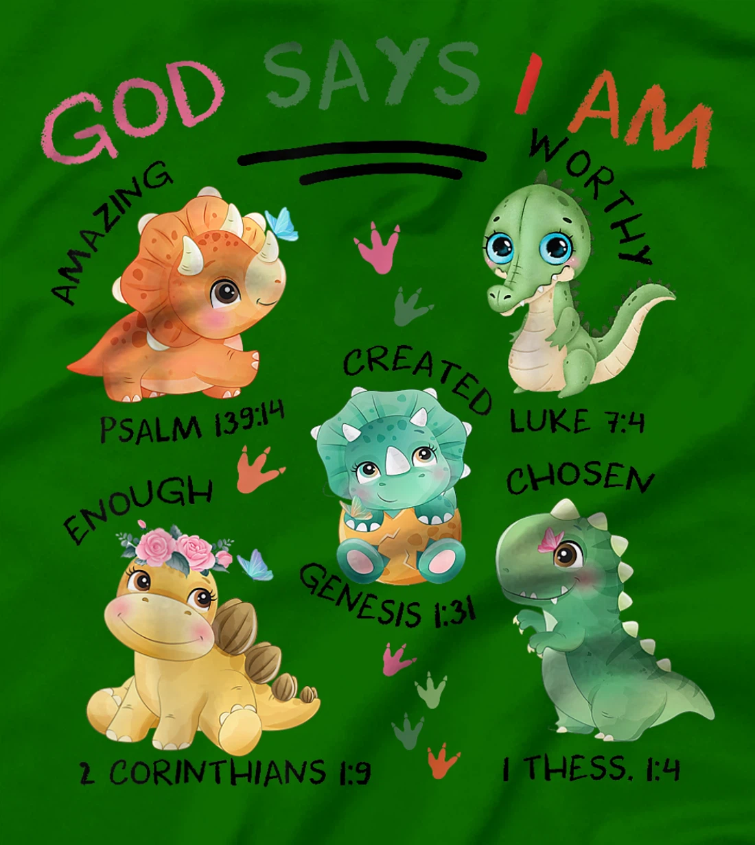 God Says I Am Cute Dinosaur Lovers Bible Christian Kids Boys T-Shirt