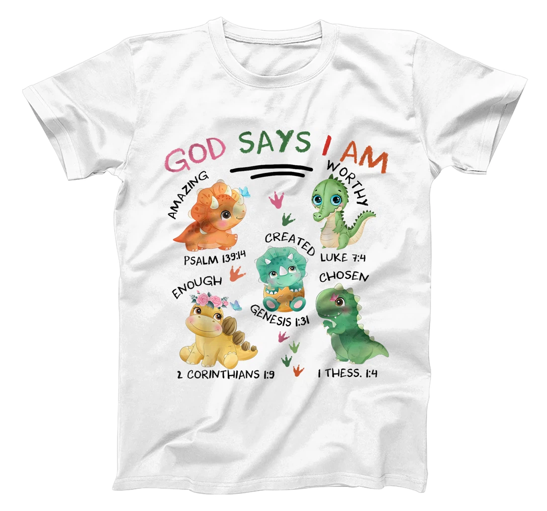God Says I Am Cute Dinosaur Lovers Bible Christian Kids Boys T-Shirt