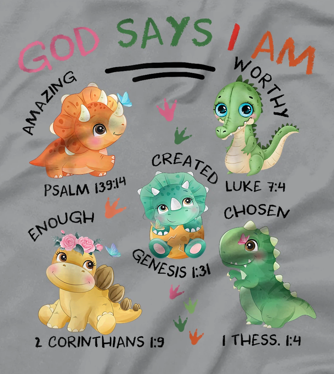 God Says I Am Cute Dinosaur Lovers Bible Christian Kids Boys T-Shirt