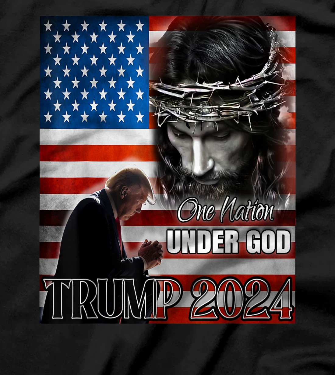 One Nation Under God Trump 2024 God American Flag Patriotic T-Shirt