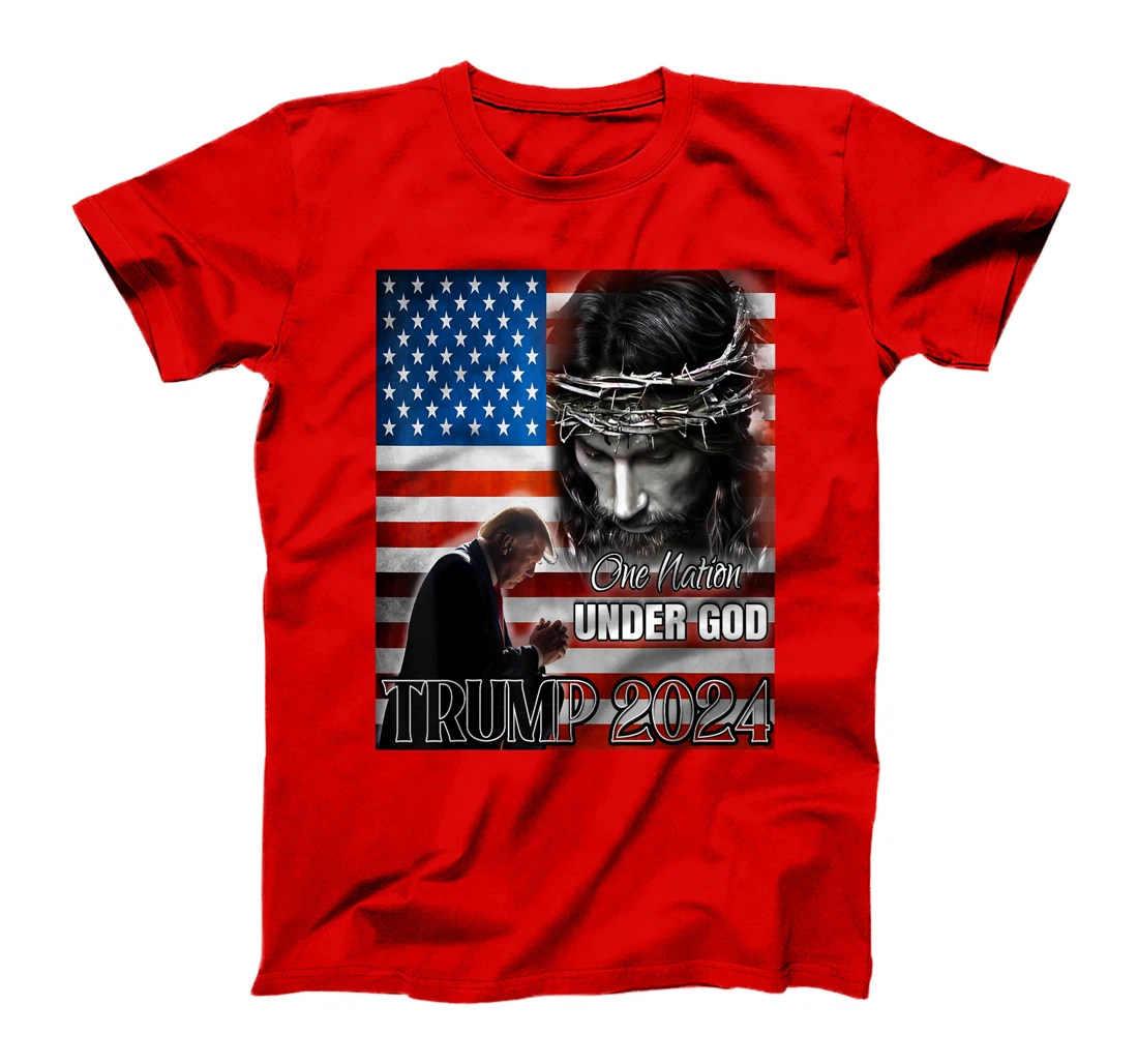 One Nation Under God Trump 2024 God American Flag Patriotic T-Shirt